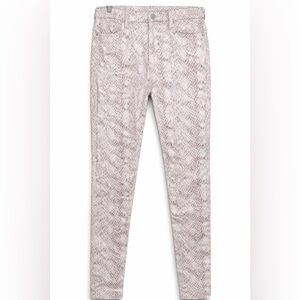 AG Farrah Skinny Jeans 28 Snakeskin Print Ivory Mauve High Rise NWOT